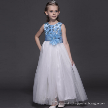 сказка платья чистый белый светло-синий платья для детей длина пола США чистой мягкой вечеринку одежда платья